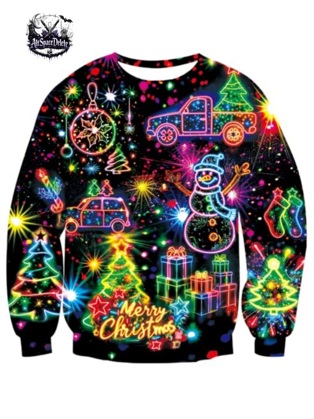 Ugly Christmas Sweatshirt 3D Graphic Xmas Pullover Long Sleeve Crewneck